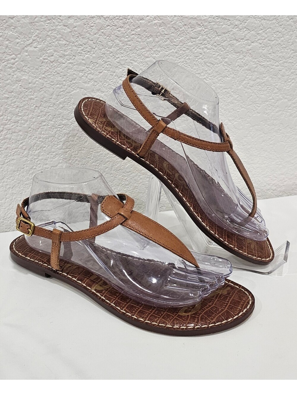 Sam Edelman Gigi Sandals Women’s 9 M Brown Leather T-Strap Thong Flat